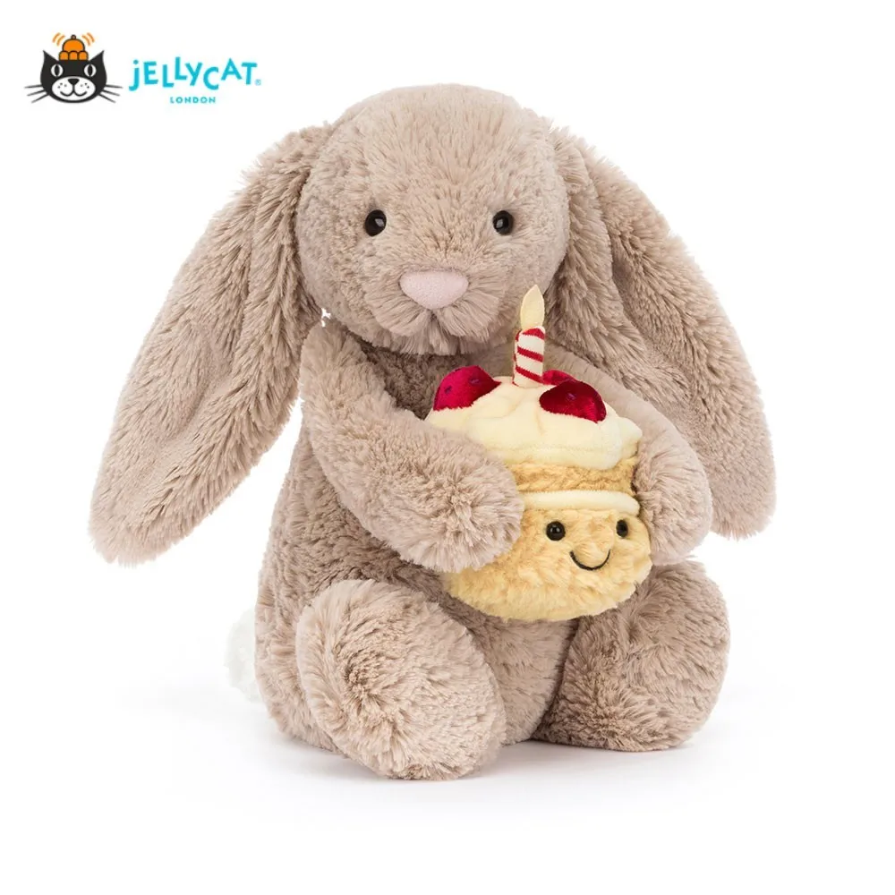 

AUTHENTIC Jellycat Bashful Beige Bunny Birthday Plush Stuffed Animal Rabbit Soft