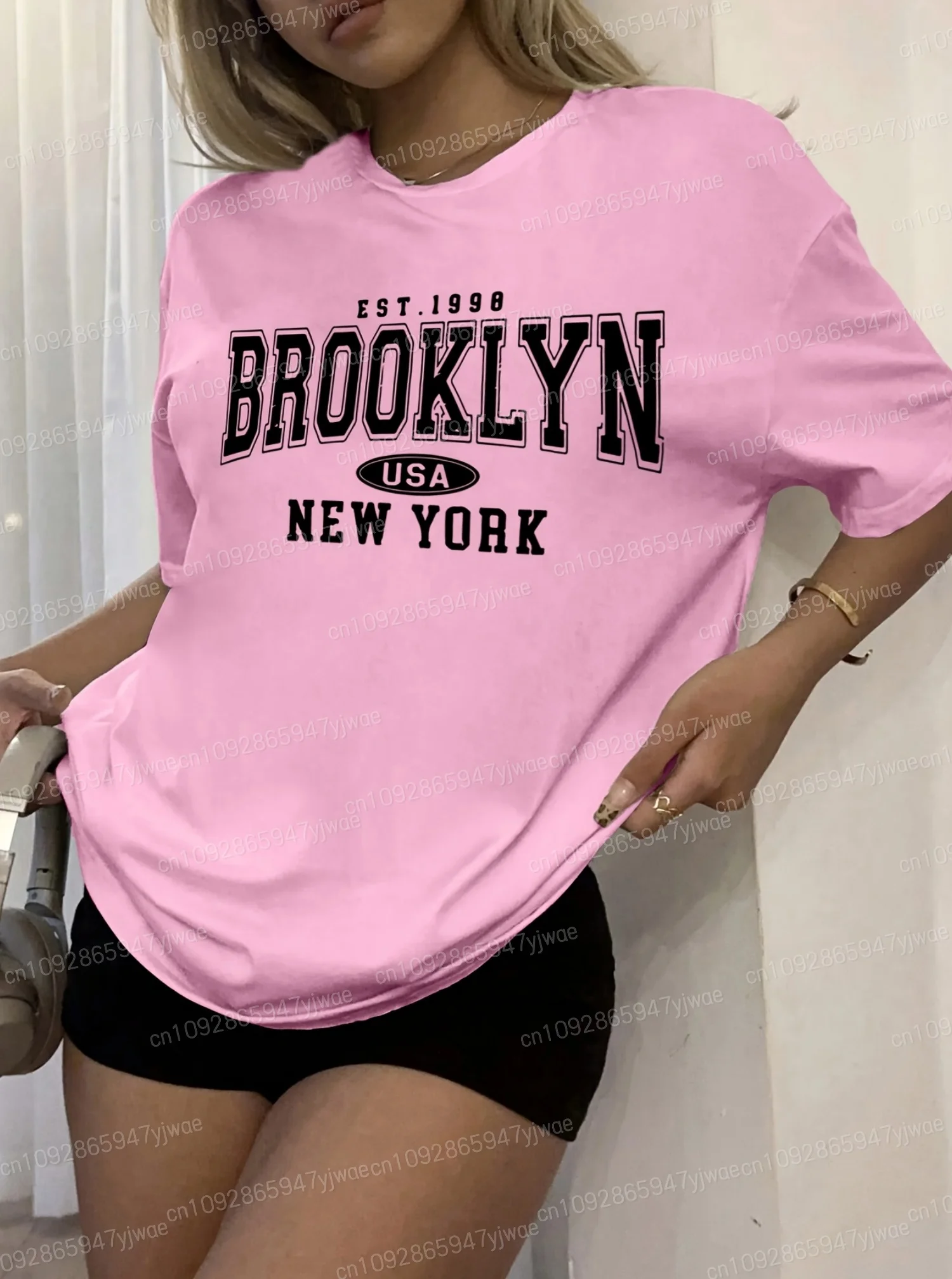 

2025 Women BROOKLYN NEW YORK Print O-Neck Short Sleeve T-Shirt Summer Tee Baseball Jerseys Stripe plus size womenSport T-Shirt