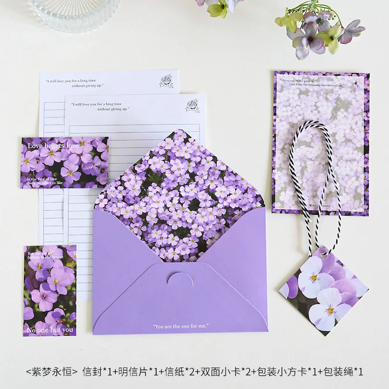 8pcs Envelopes Set with Letter Pads Romantic Flower Message Writing Paper Wedding Party Invitation Card Cover Letter Gift Wrap - Image 6