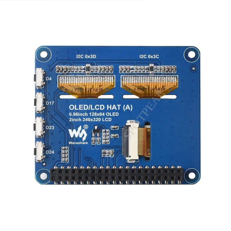 2-inch LCD Triple Screen GPIO Expansion Board, IPS Display with Dual 0.96-inch Blue OLED Secondary Screens