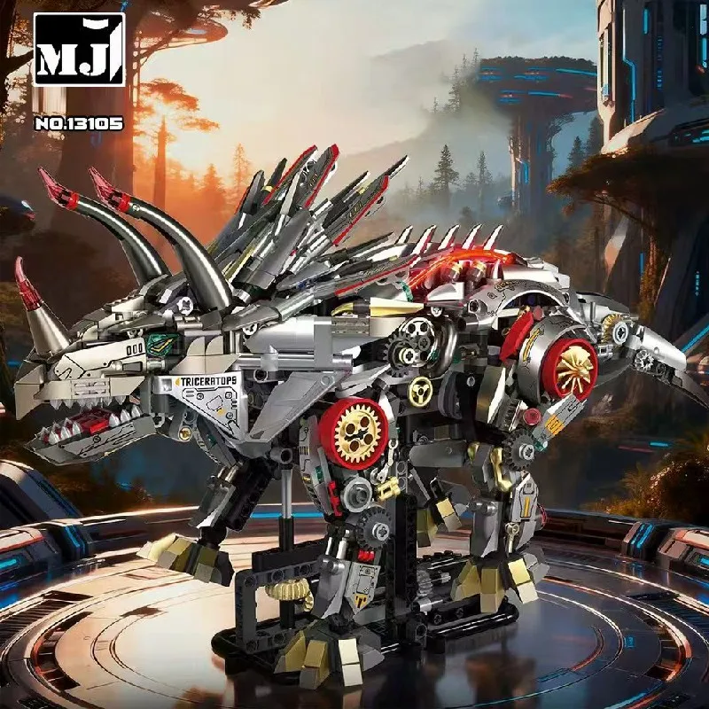 

Mechanical Triceratops with LED Building Blocks Creative Dinosaurs Assembly Brick Model Kit Boys Toy Adults Kid DIY Gift 1688PCS