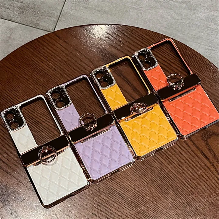

For OPPO Find N2 Flip Phone Case Folding Screen New Women's Diamond Inlaid Leather Ring Hinge All Inclusive Protective Cover