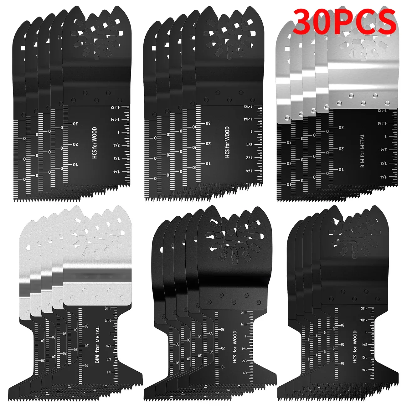 30Pcs Oscillating Saw Blade Wood Metal Plastic Cutting Multi Tool Quick Release Saw Blade Fit For Dewalt Fein Multimaster Dremel