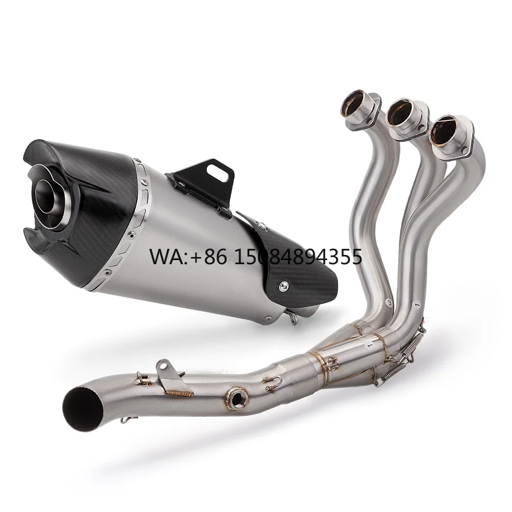 New Complete Motorcycle Exhaust System for MT09 FZ09 XSR900 2014-2020 Three Layer Carbon Muffler Front Pipe Slip Modified