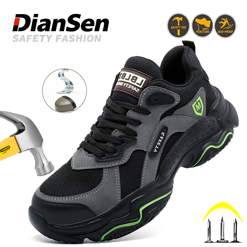 

Men Safety Shoes Steel Toe Work Shoes Indestructible Anti-smash Hiking Boots Lightweight Breathable Sneaker Casual Walking Shoes