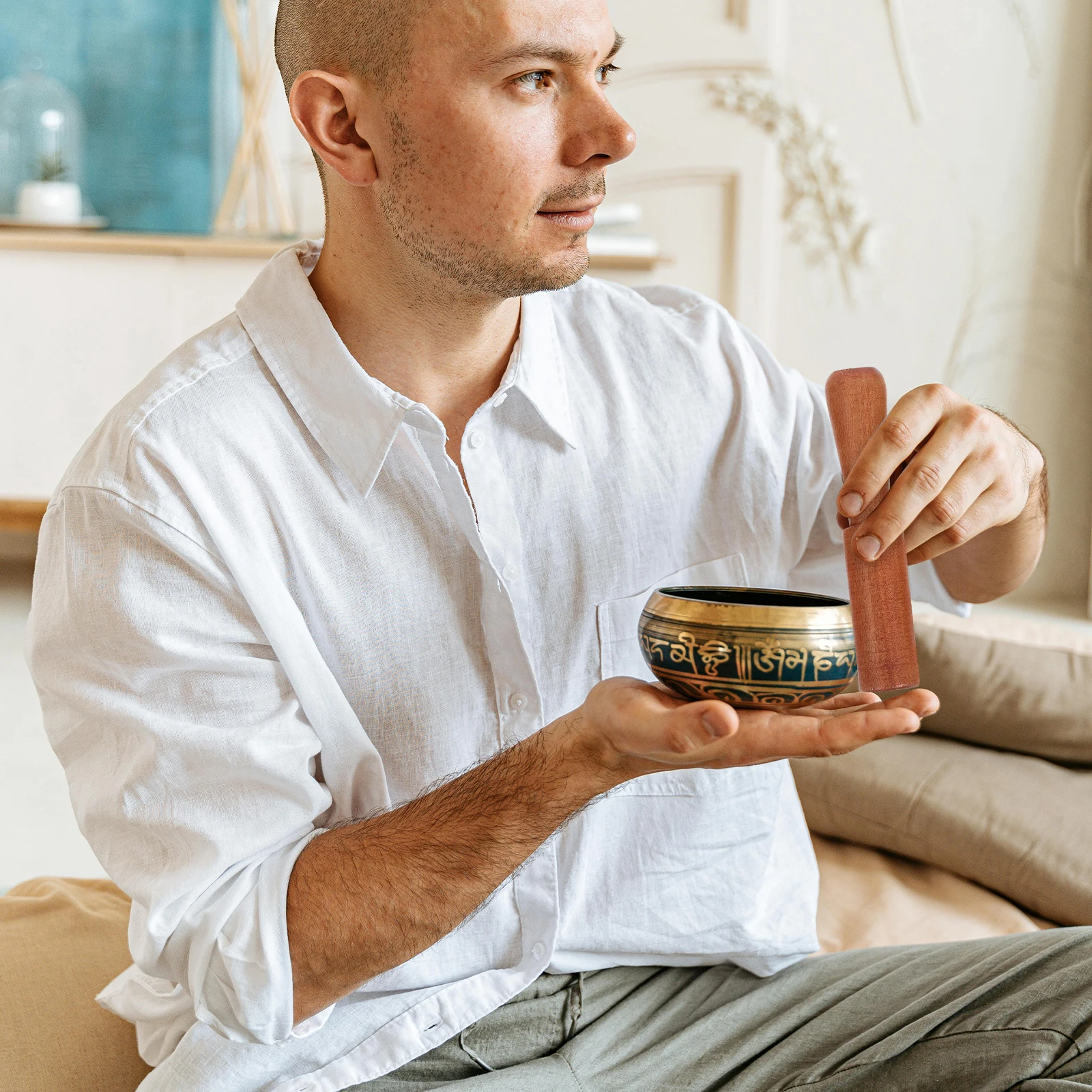 

4 pcs Buddha Sound Bowl Accessories Hand-made Wooden Stick Meditation Singing Bowl Durable Practical Musical Instrument Gift