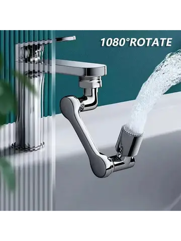 1080° Rotatable Extension Faucet Sprayer Head 2 Spray Modes Universal Bathroom Tap Extend Adapter Aerator