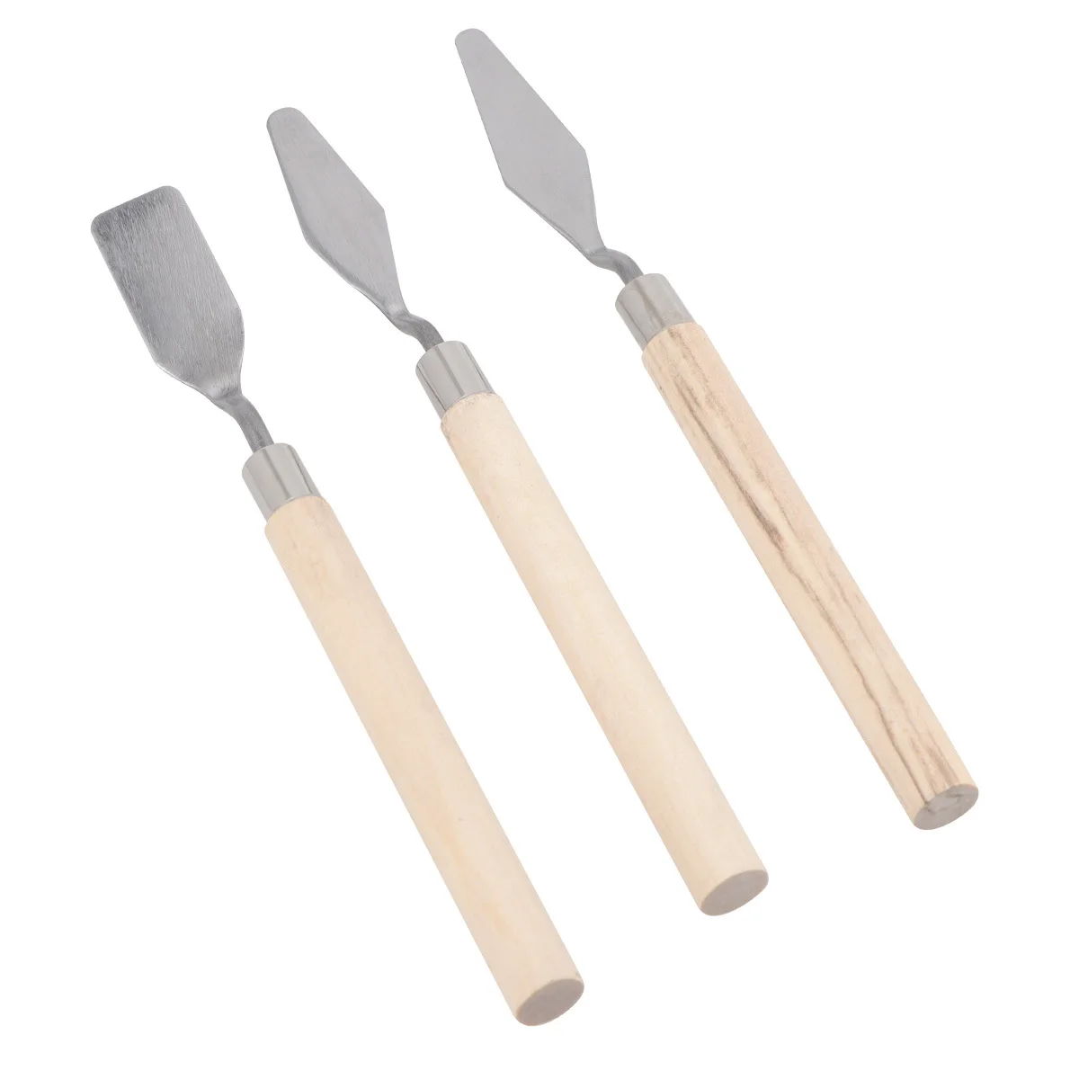 3Pcs Painting Tool Set Stainless Steel and Wood Handles Flexible Blades for Mixing Paint Canvas Clay Pottery Sculpture Art