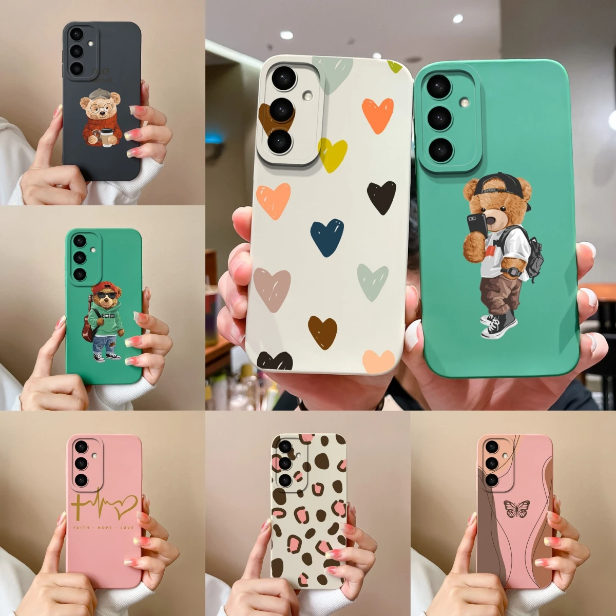 For Samsung S24 S24 Plus Case Cute Bear Durable Silicone Liquid Drop-Resistant Shockproof For Samsung Galaxy S 24 S24Plus Bumper