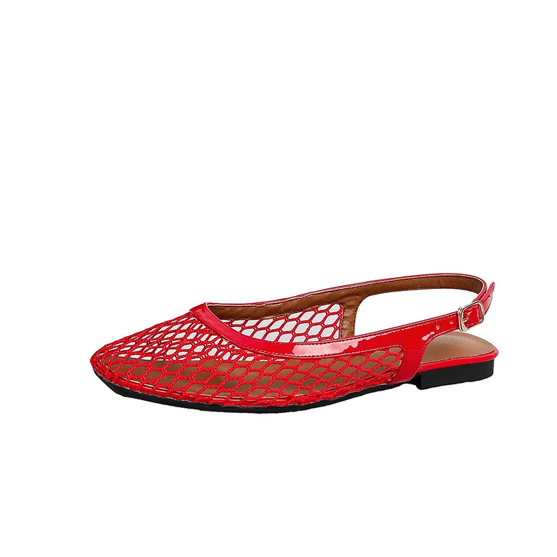 Mesh square head slippers bag head sandals outer wear summer women comfortable versatile light mouth empty single shoes view 5