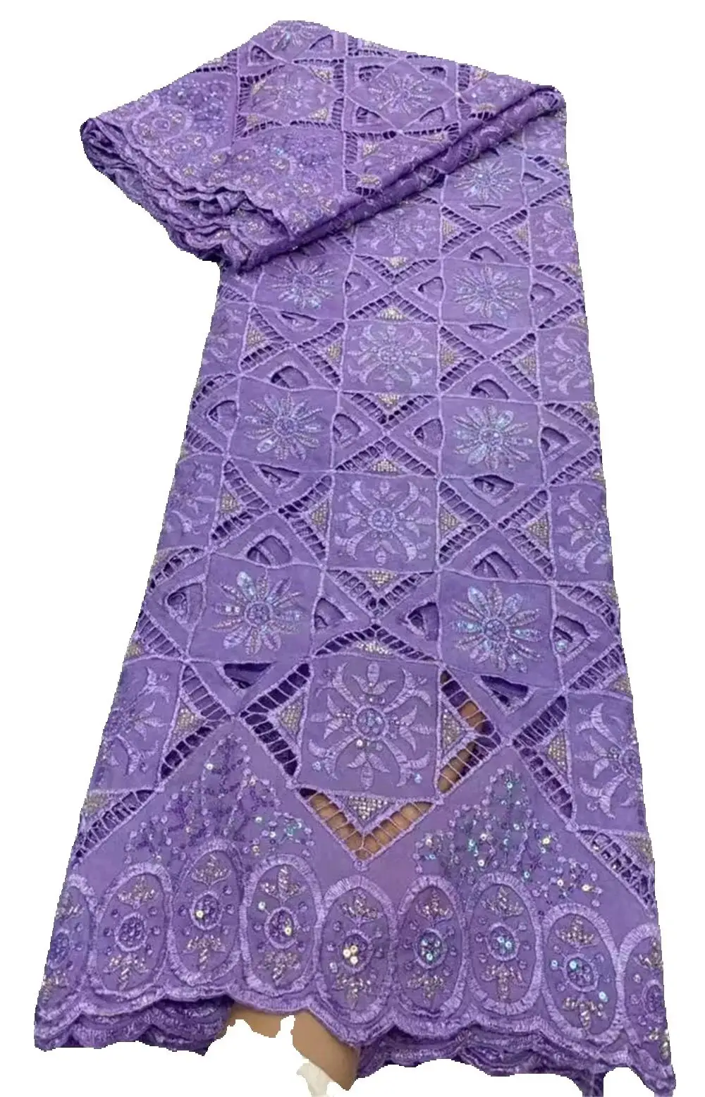 

Новейшая африканская кружевная ткань 2025 года, высокое качество, хлопчатобумажная ткань на метр, вышивка, лен, вечерние платья, тюль, пайетки, белый, 5 ярдов