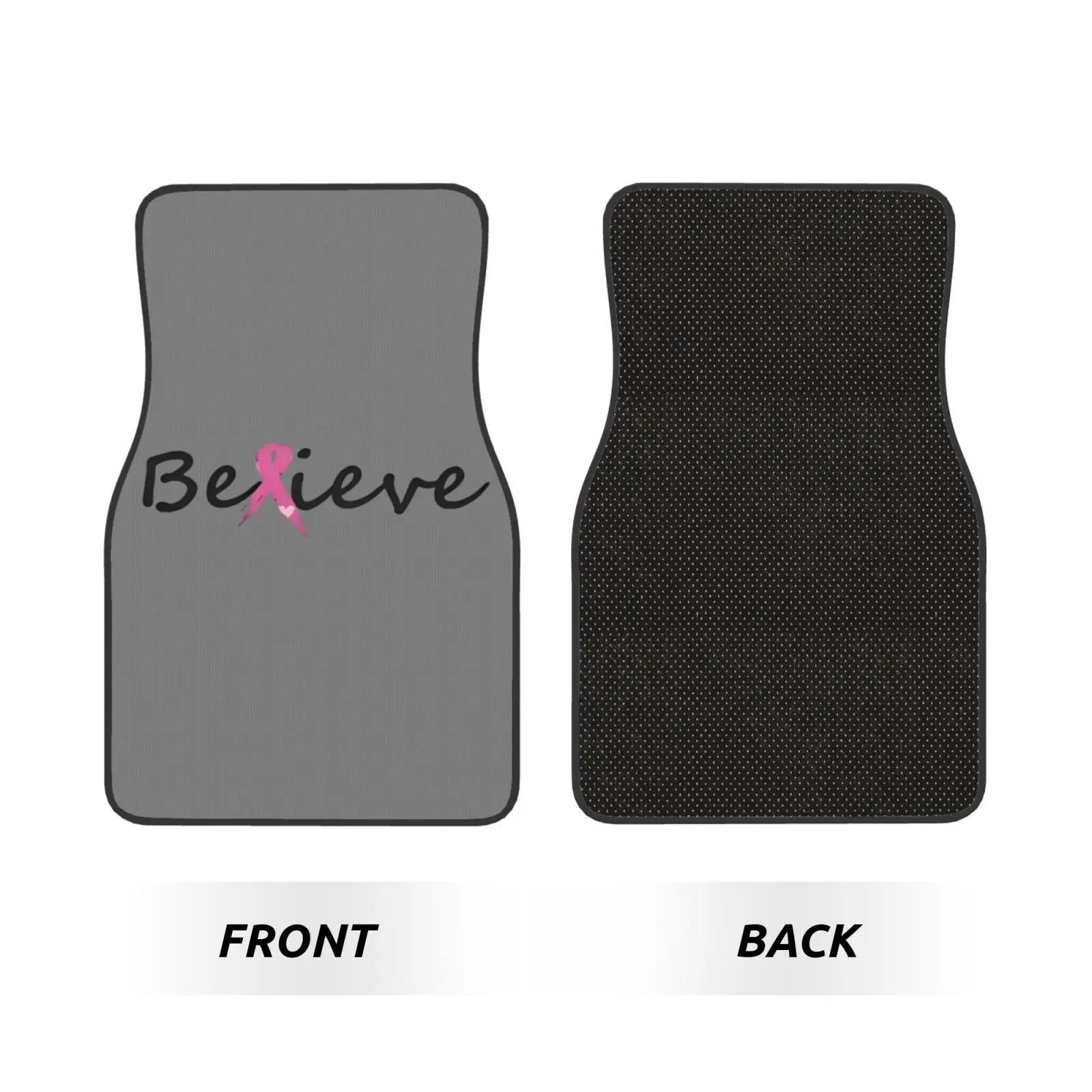 Pink Ribbon Breast Cancer Theme Print Car Floor Mats 4-Piece Set for All Car Floor Mats All Seasons