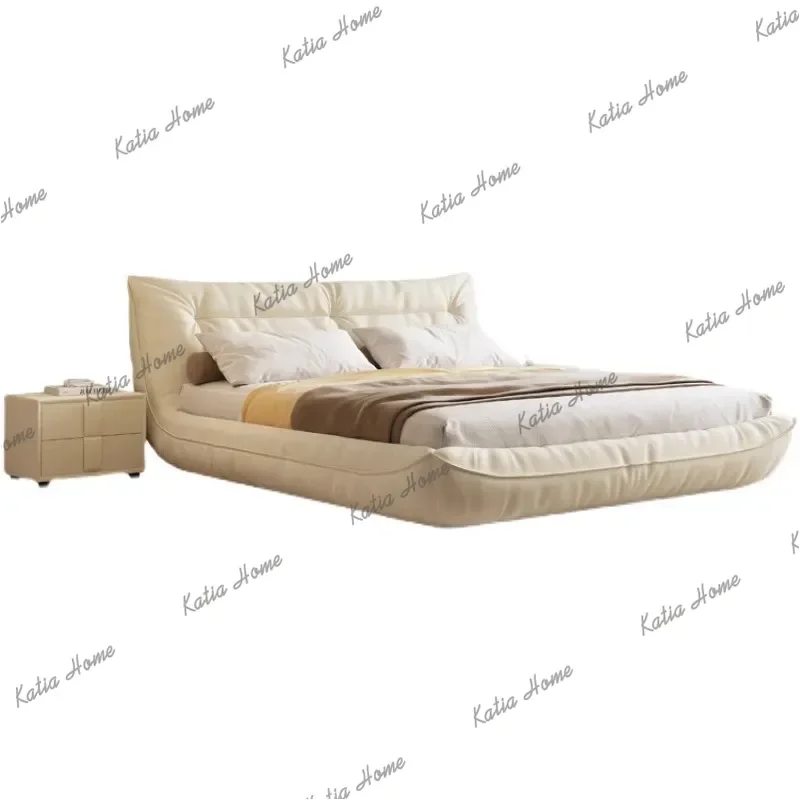 Best Sellers European Base Double Bed Design Beige Minimalist Modern Floating Double Bed Pliable Japanese Cama Matrimonial Furni