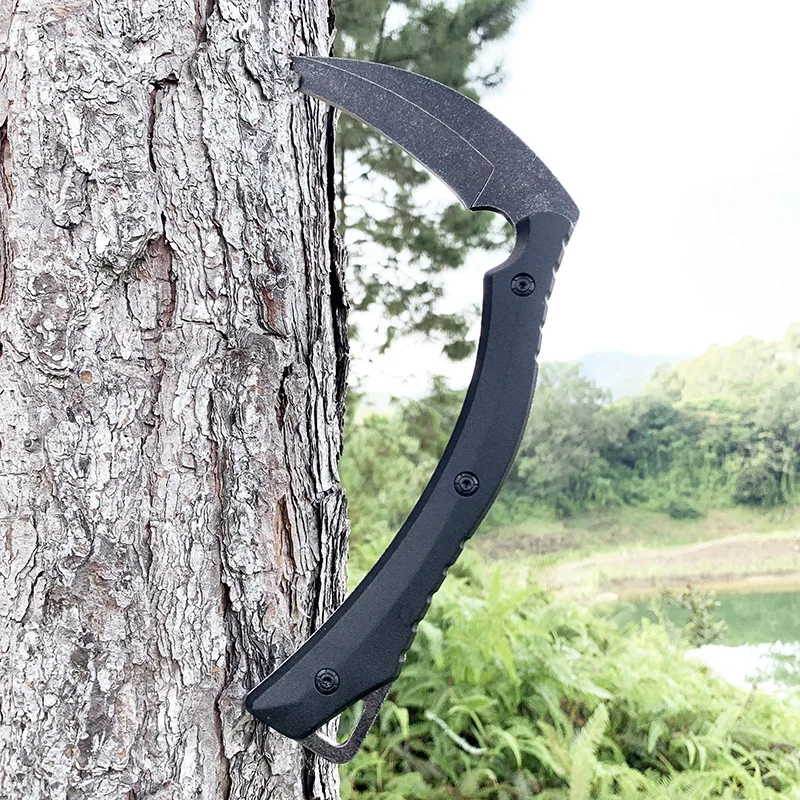 High-quality Stone-washed Stainless Steel Multi-functional Sickle A Manual Tool for Outdoor Camping Cutting and Garden Weeding