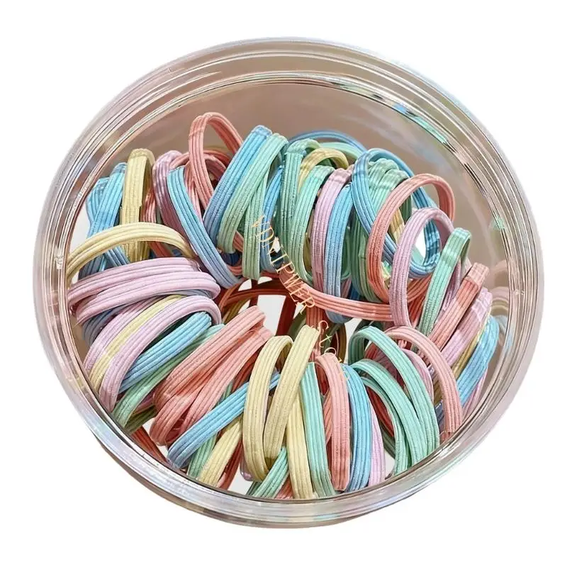 Accessori colorati per coda cavallo flessibili e qualità, stile tessuto spesso, anelli per capelli senza danni, D08E