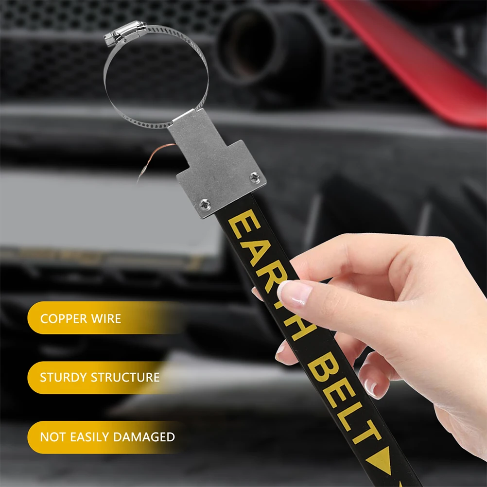 

Vehicle Static Discharge Belt Auto Grounding Strap Antistatic Car Truck Suv Easy Install Hanging Design Black Metal Ground Wire