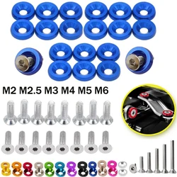 10 pezzi di fissaggio esagonali modificati per auto parafango rondella paraurti motore viti Concave rondelle parafango in alluminio e M2-M6 bulloni per Honda