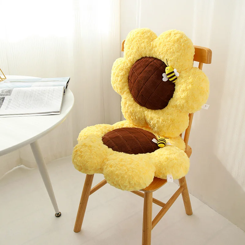 50cm New Sunflower Plush Toy Fun Bee Sunflower Stuffed Pillow Beautiful Flower Decorative Plant Plush Cushion Birthday Present