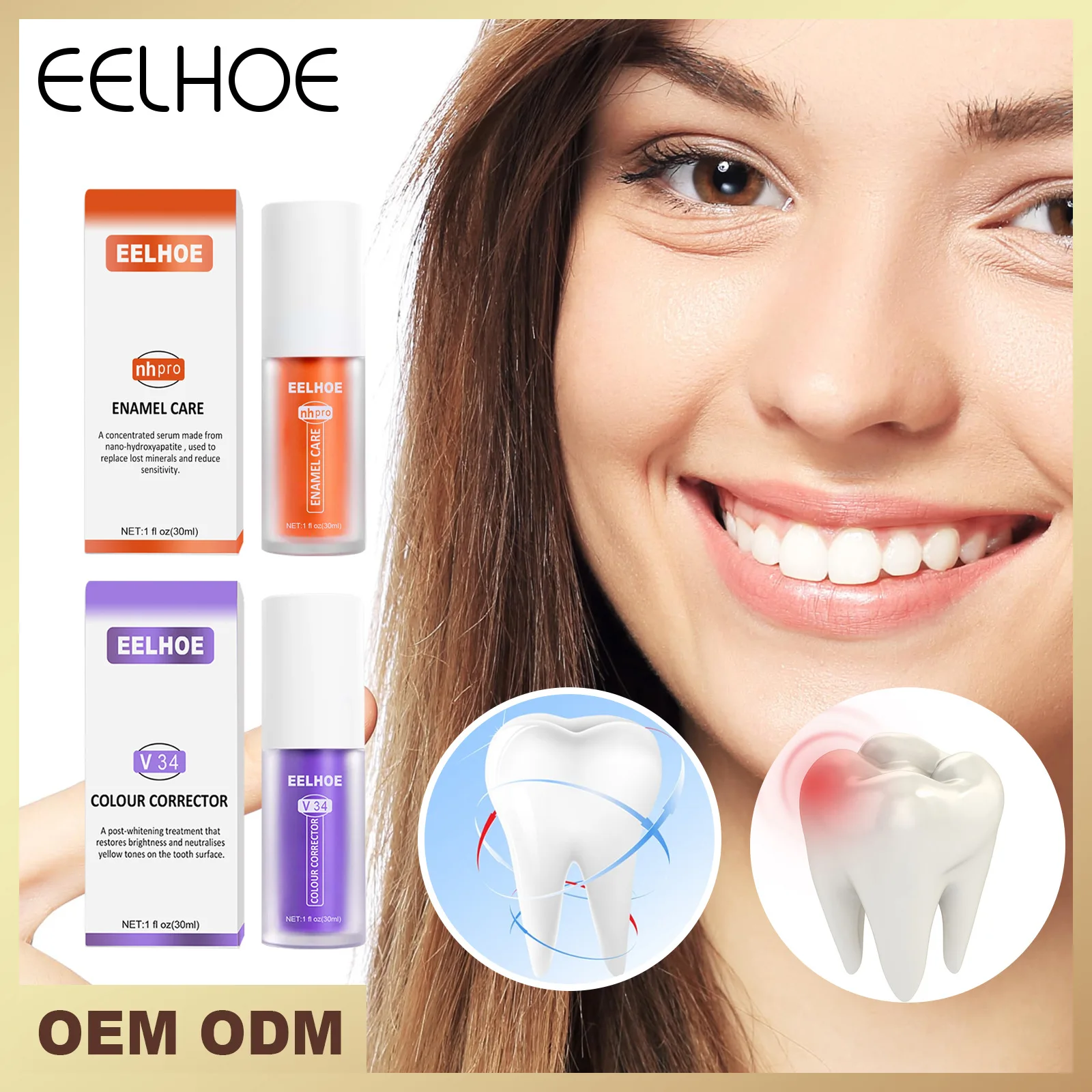 

eelhoe Bright white teeth repair oral cleaning care enamel repair toothpaste fresh breath whiten and remove tooth stains