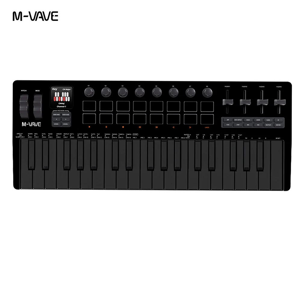 M-WAVE SMK-37 Pro MIDIキーボード M-VAVE SMK-37 PRO 37 Key MIDI Keyboard 16 Drum Pads Sound Source