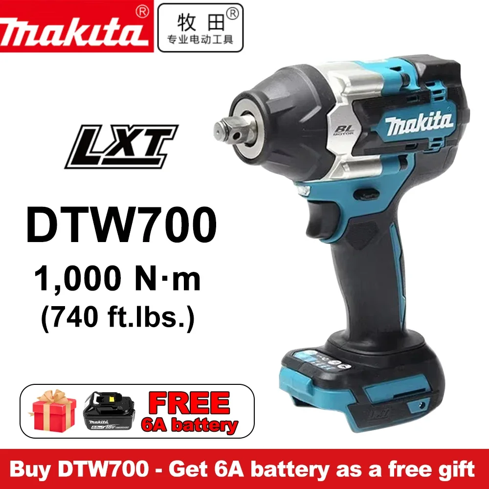 

NEW Makita DTW700 Brushless Electric Wrench High Torque 18V Cordless Drill Screwdriver Rechargeable Electric Tools Torque Wrench