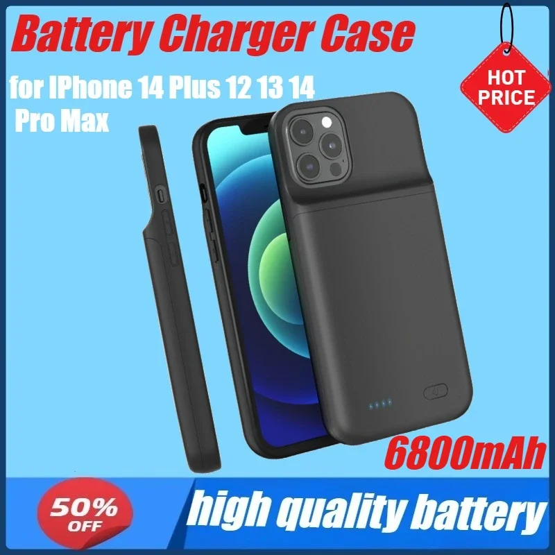

6800mAh Battery Case for IPhone 14 Plus 12 13 14 Pro Max Power Bank Charging Case for IPhone 13 14 Pro Battery Charger Case