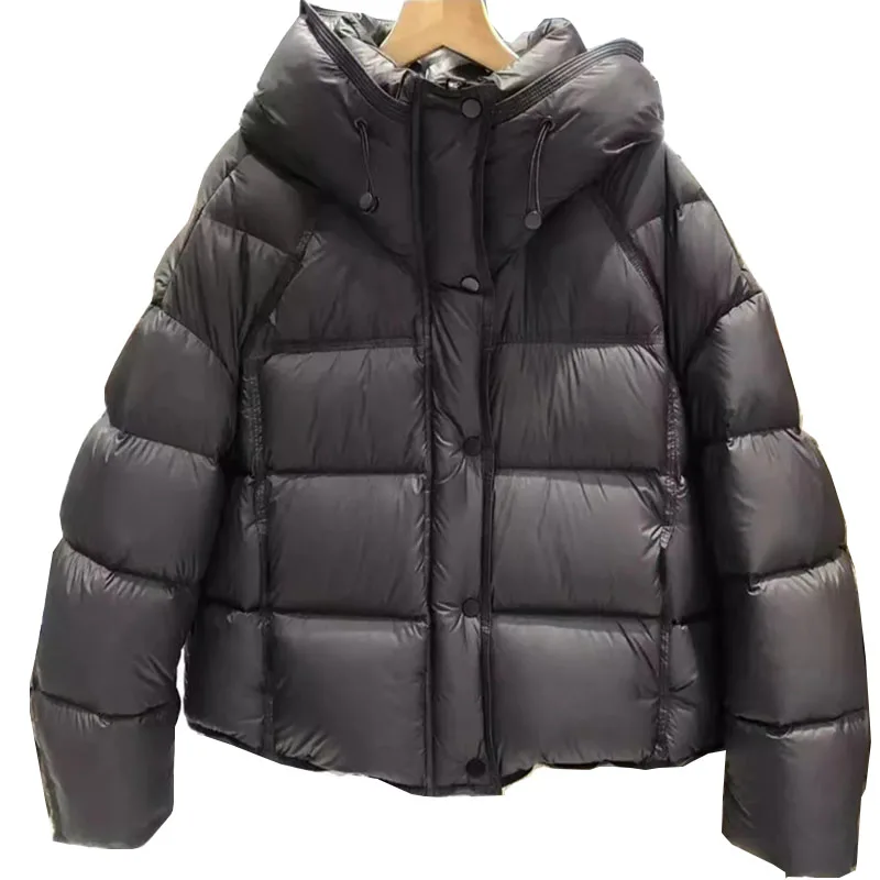 Winter Lady Fashion Loose Down Cotton Jacket 2025 Femme Hoodie Down Cotton Outwear Korean Women Long Sleeves Cotton Padded Coat