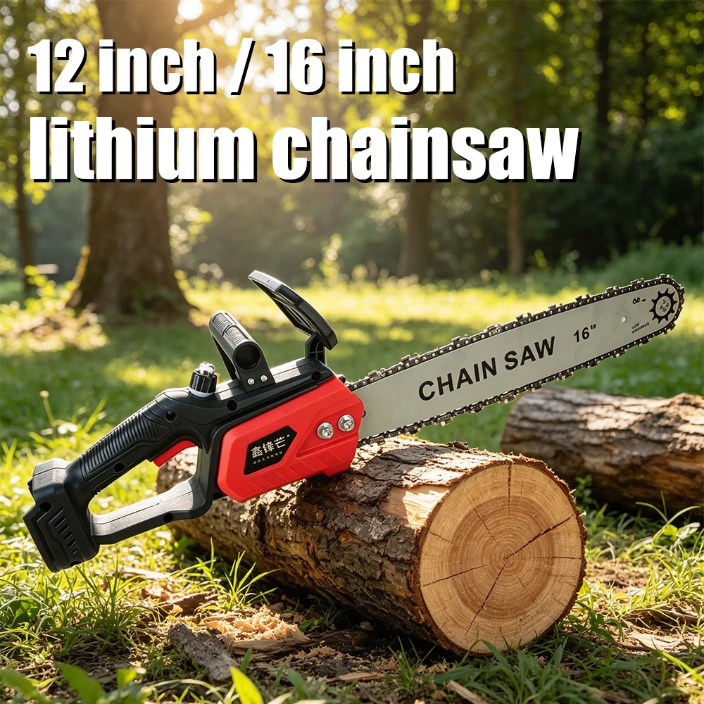 

12 Inch 16 Inch Cordless Electric Chainsaw High Power Lithium Tree Cutting Saw Wood Logging Garden Tool for Home Use (No Battery