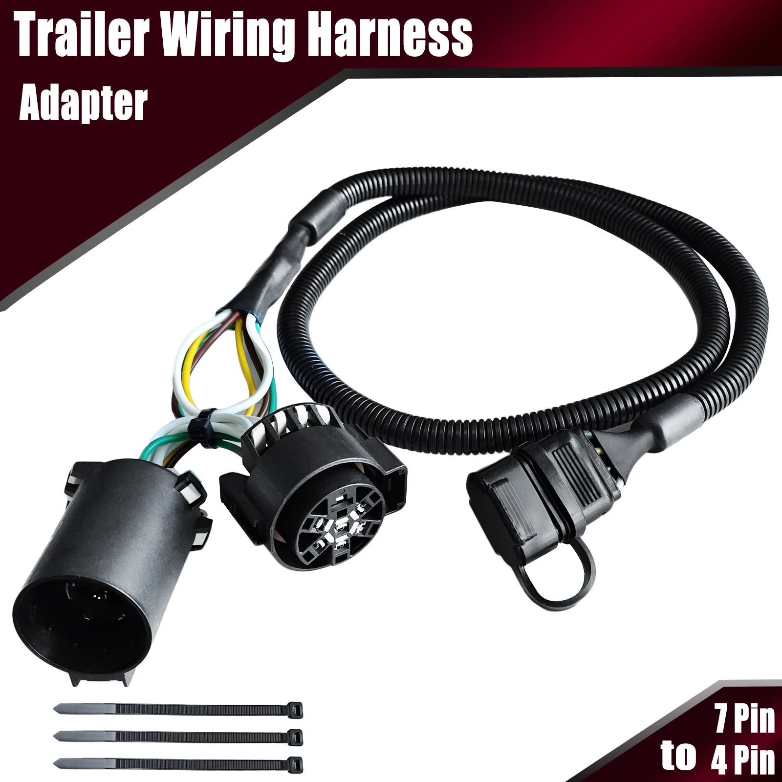 

7 Pin to 4 Way 12V Trailer Wiring Harness Adapter for Trucks Pickups Trailers Vehicle USCAR Tailgate Light Plug Socket for Ford