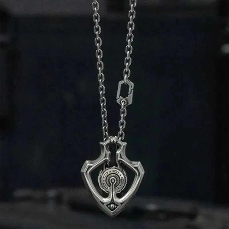 Unisex Necklace Retro Punk Style Mechanical Rotating Gear Pendant Retro Thick Chain Gift for Vintage Lovers Neck Jewelry