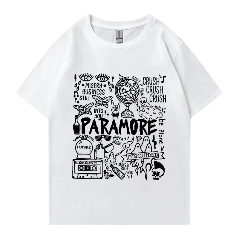 Rockband Param ore Doodle Art Tour Vintage Album 2024 T-Shirts Männer Frauen Vintage Kurzarm T-Shirt Unisex Pure Otton Tops