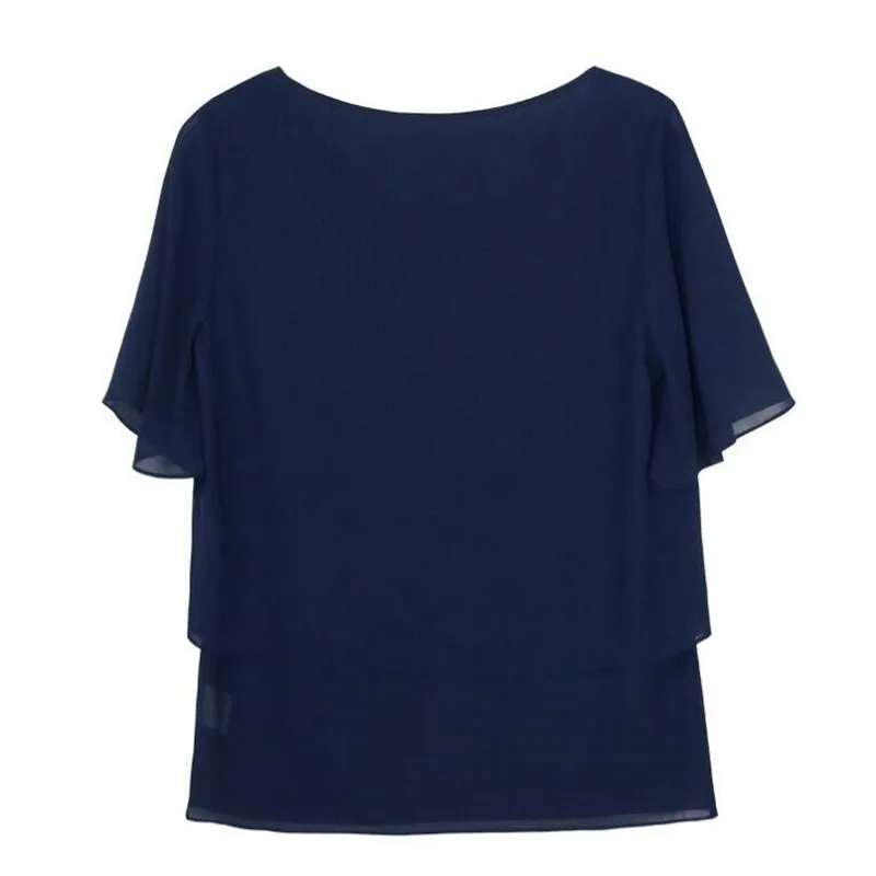 Nova moda feminina chiffon blusas e camisas senhora do escritório blusa sólida preto azul marinho elegante topos 10 cores