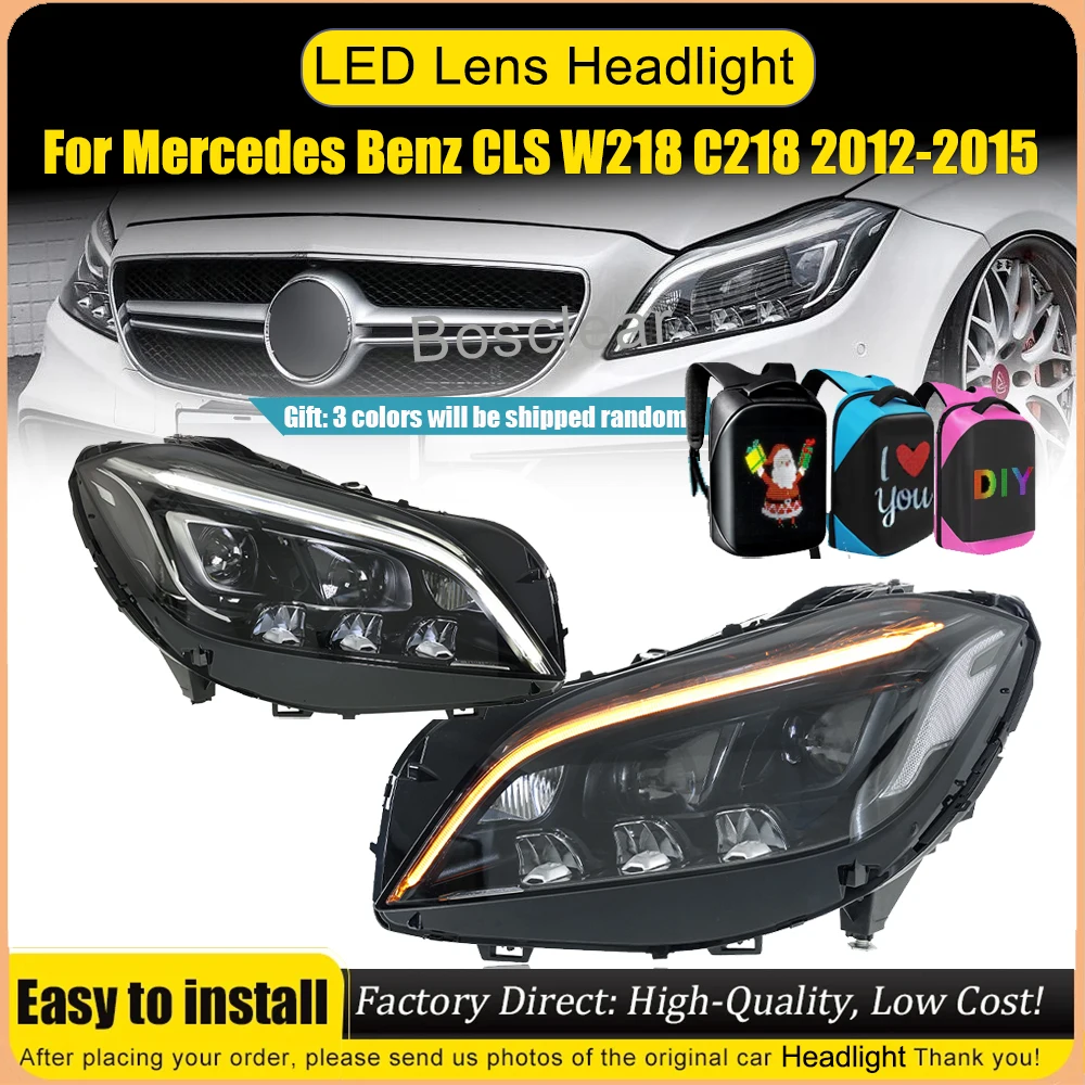 

Фара для BENZ CLS W218 CLS260 CLS300 Светодиодная фара 2012-2017 Фара DRL Поворотник дальнего света Объектив проектора Angel Eye
