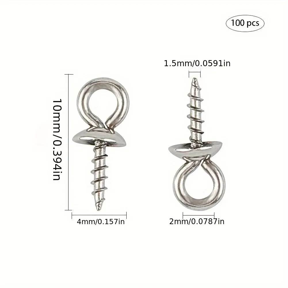 100 قطعة 10x4 مللي متر الفولاذ المقاوم للصدأ لهجة المسمار العين دبوس الكفالات أعلى حفر الخرز نهاية قبعات قلادة Charms بها بنفسك السحر موصلات مجوهرات
