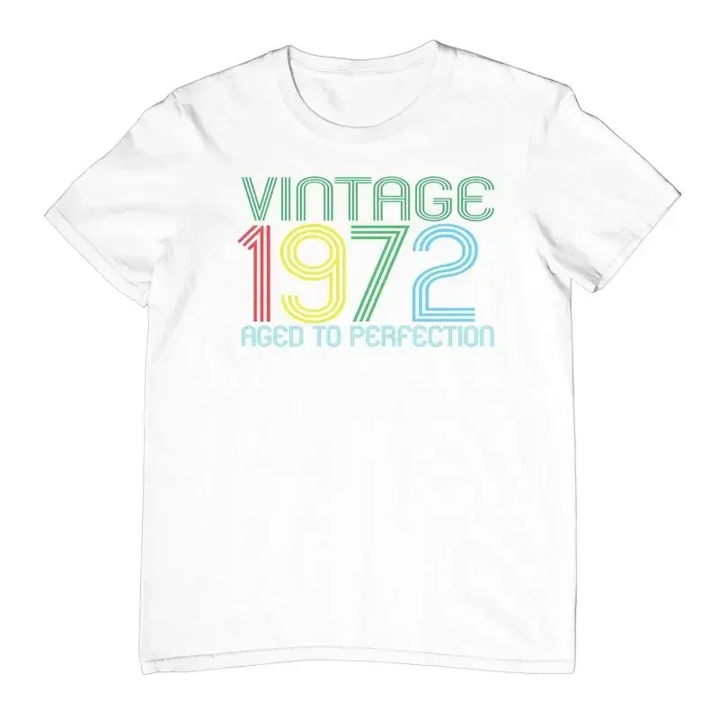 Vintage Retro 80's Lines 1972 age related 50th Birthday perfection Year Design Full colour print relaxed fit T shirt