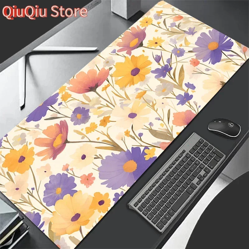 

Flower Print Leather Gaming Mouse Pad Large Gamer Keyboard Vintage Flower Pattern Desk Mouse Mat Gaming Dorm Notebook Mousepad
