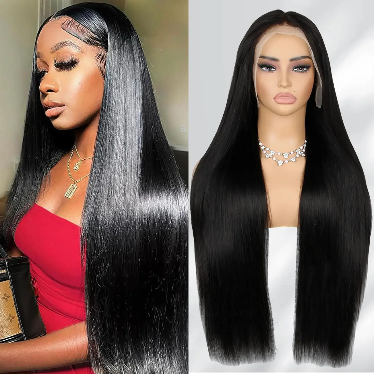 Brazilian Human Hair Wig 13x4 13x6 Lace Front Wigs Human Hair 28 Inch Straight Human Hair 4x4 Wig with Baby Hair 180% Density