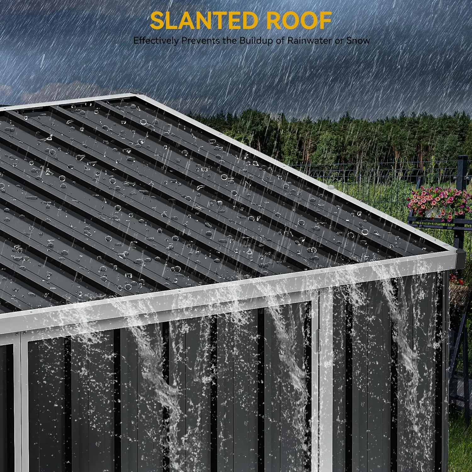 سقيفة تخزين خارجية مقاومة للعوامل الجوية مقاس 8 × 4 أقدام، سقيفة دراجة معدنية آمنة مع دخول قابل للقفل، حل تخزين الحديقة لمعدات الحديقة، #4