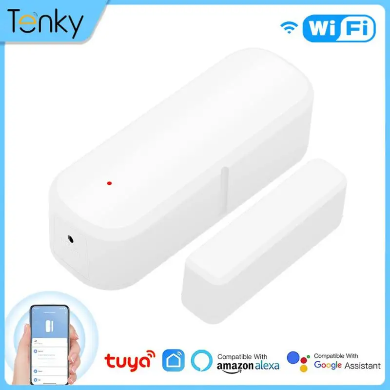 Sensor de Porta e Janela Wi-Fi Tenky-Tuya, Casa Inteligente, Sem Fio, Aberto, Detector Fechado, Controle de Vida Via Alexa, Google