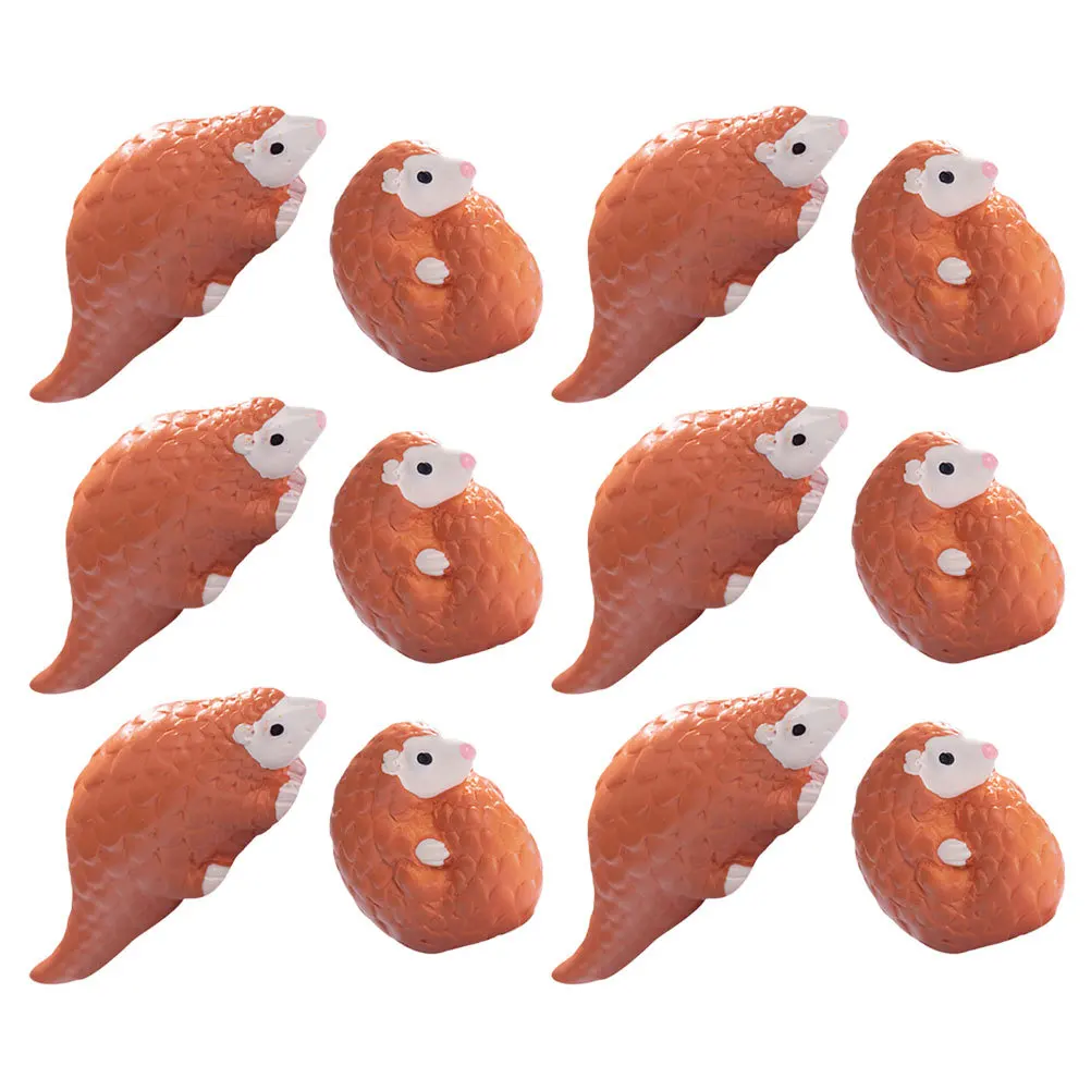 

12Pcs Miniature Resin Pangolin Collectibles Cute Cartoon Forest Animal Set Fairy Garden Accessories Micro Landscape Decor