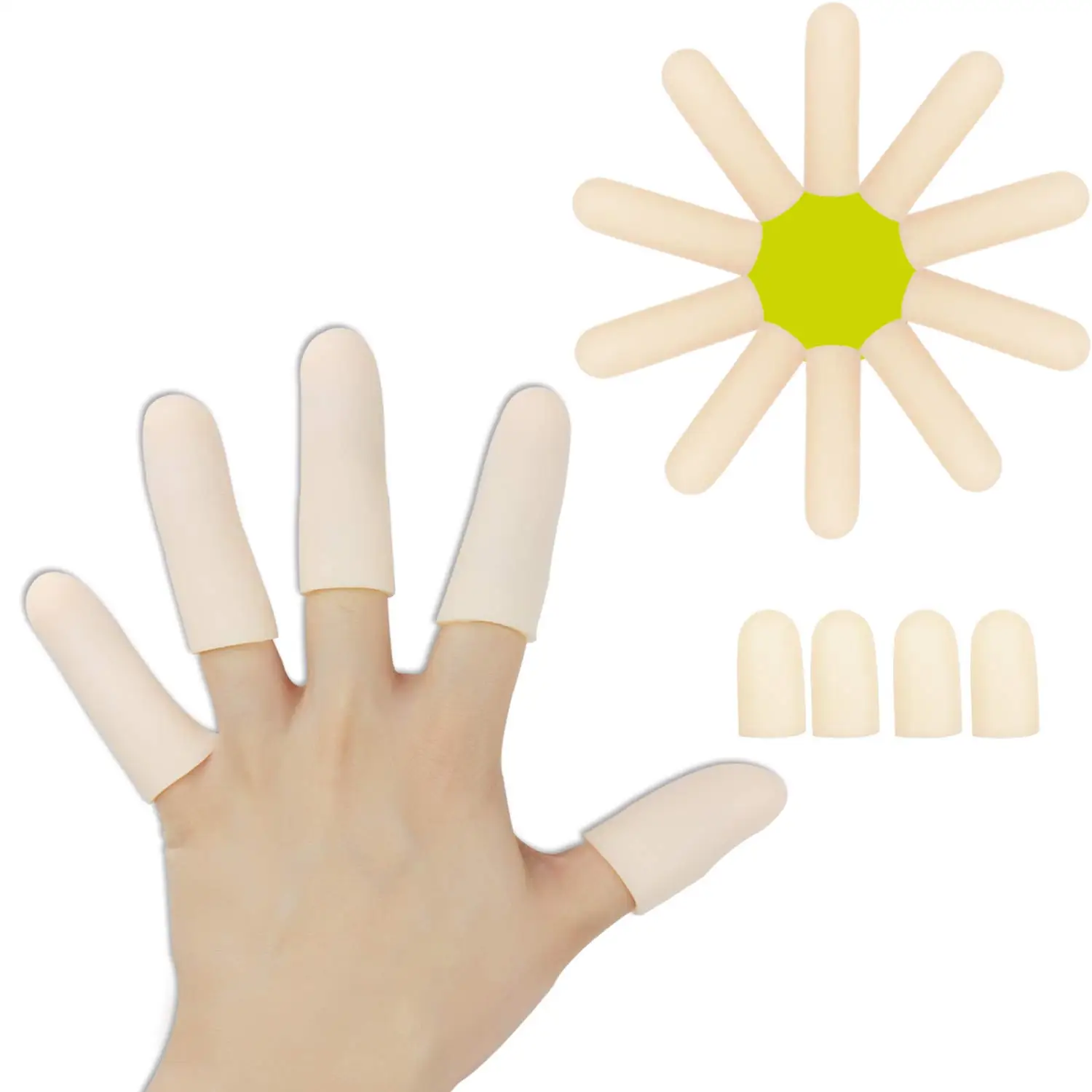 

Gel Finger Cots, Finger Protector Support(14 PCS) NEW MATERIAL Finger Sleeves Great for Trigger Finger, Hand Eczema, Finger Cracking, Finger Arthritis and More. (10pcs Long + 4pcs Short)