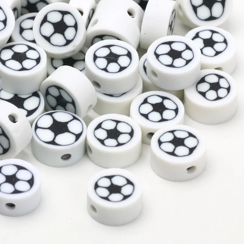 Polymer Clay Spacer Beads Black White Football Pattern Clay Beads For Jewelry Making DIY Handmade Necklaces Bracelet Accessories