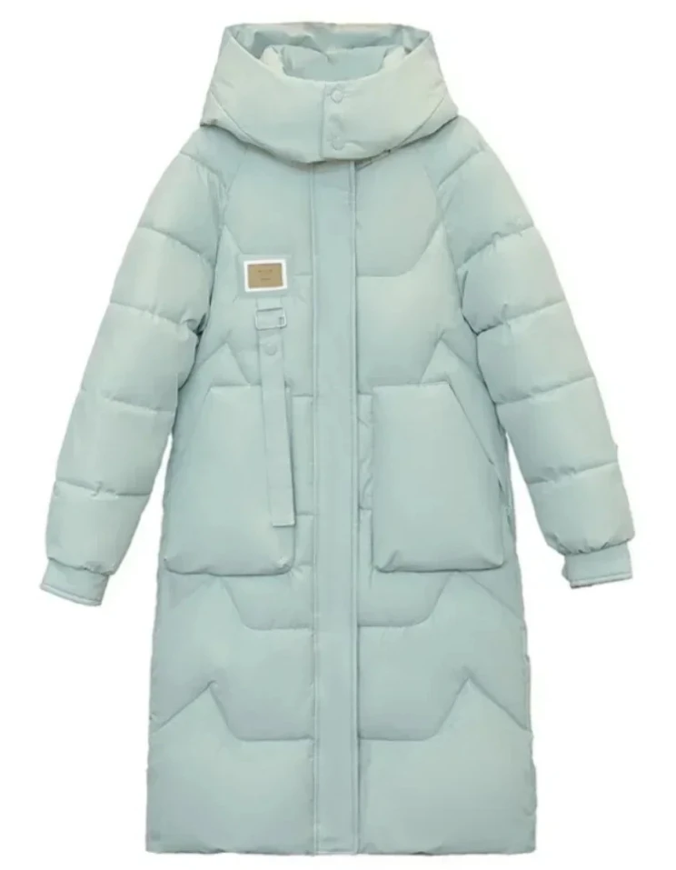 เสื้อโค้ทกันหนาวผู้หญิงแบบหนา มีฮู้ดถอดได้ สไตล์ลำลอง ทรงหลวม ยาวคลุมเข่า แฟชั่นใหม่