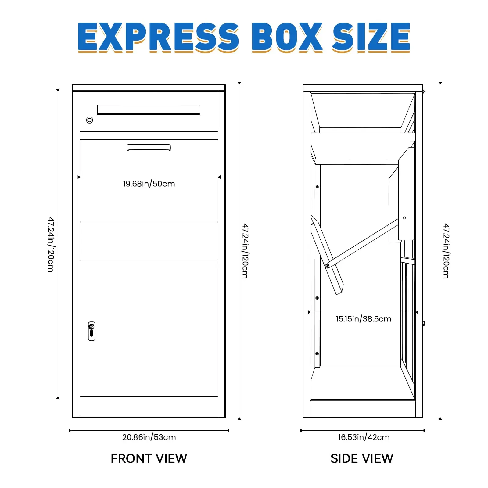 Outside Package Delivery Boxes & Mailbox, Large Parcel Drop Box with Keys, Steel Mailbox with Waterproof Anti-Theft