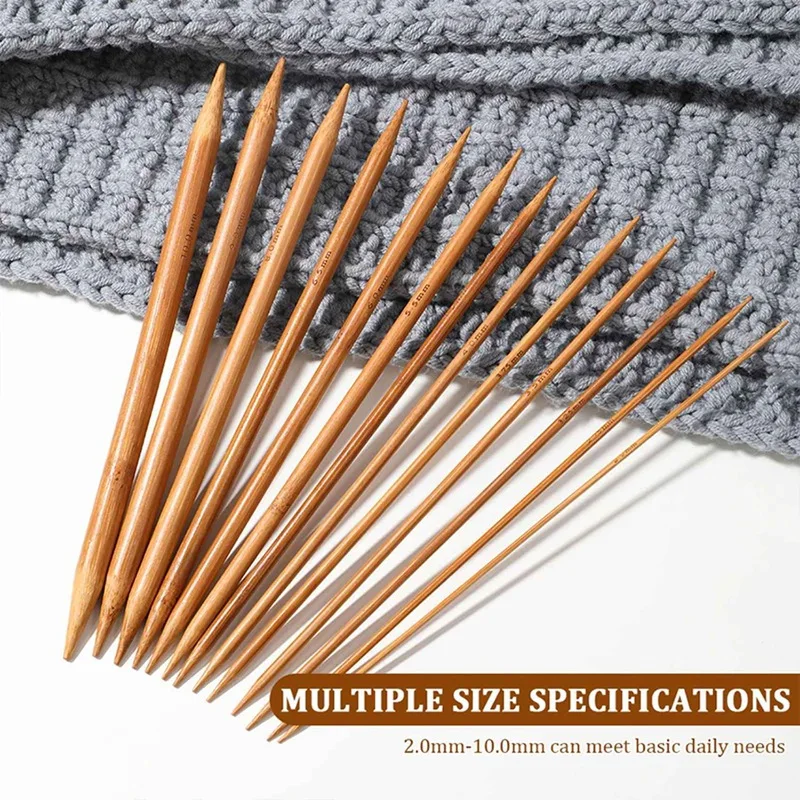 Ensemble d'aiguilles à tricoter en bambou, 75 pièces, 20cm, fil à tricoter carbonisé à Double pointe, tissage artisanal (2.0mm-10mm)
