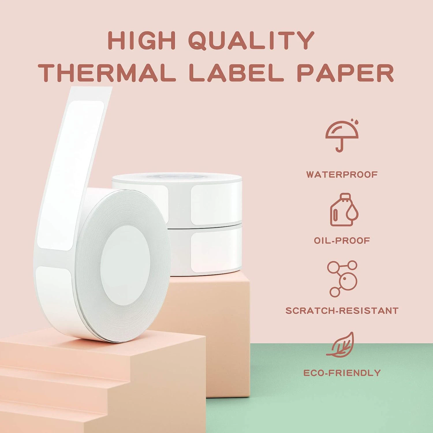 

Marklife Label Printer Tape 12 x 40 mm 160pcs/Roll Stickers Compatible with P15 M1 P12 D30 Printer Waterproof Thermal Printer