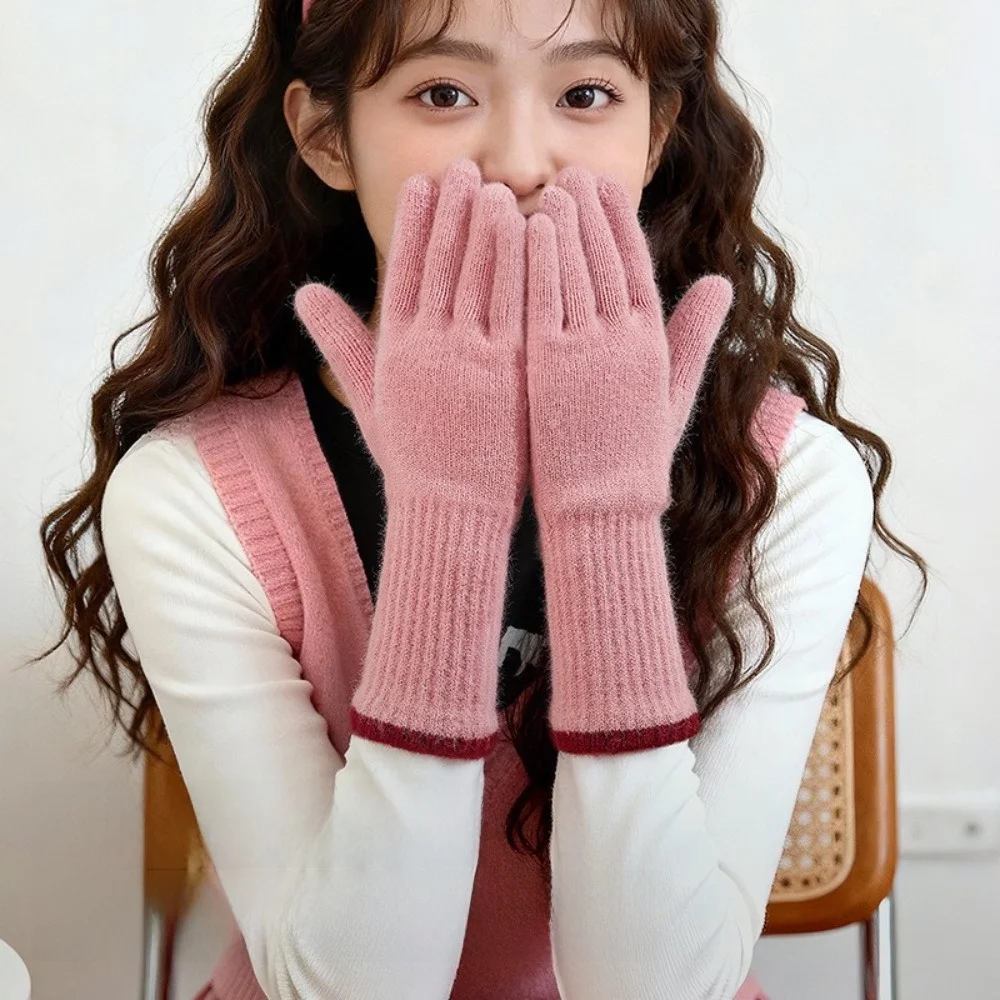 Long Design Knit Gloves Stretch Yarn Warm Full Finger Gloves Finger Opening Design Cycling Thermal Thermal Gloves Winter Season