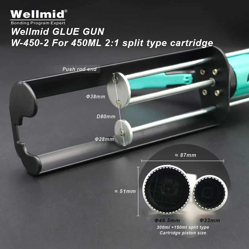 450ml 2:1 Split Type AB pistola per colla a cartuccia Dispenser per miscelazione a doppio tubo 3M Araldite 2K adesivo 300ML 150ML potente pistola in metallo