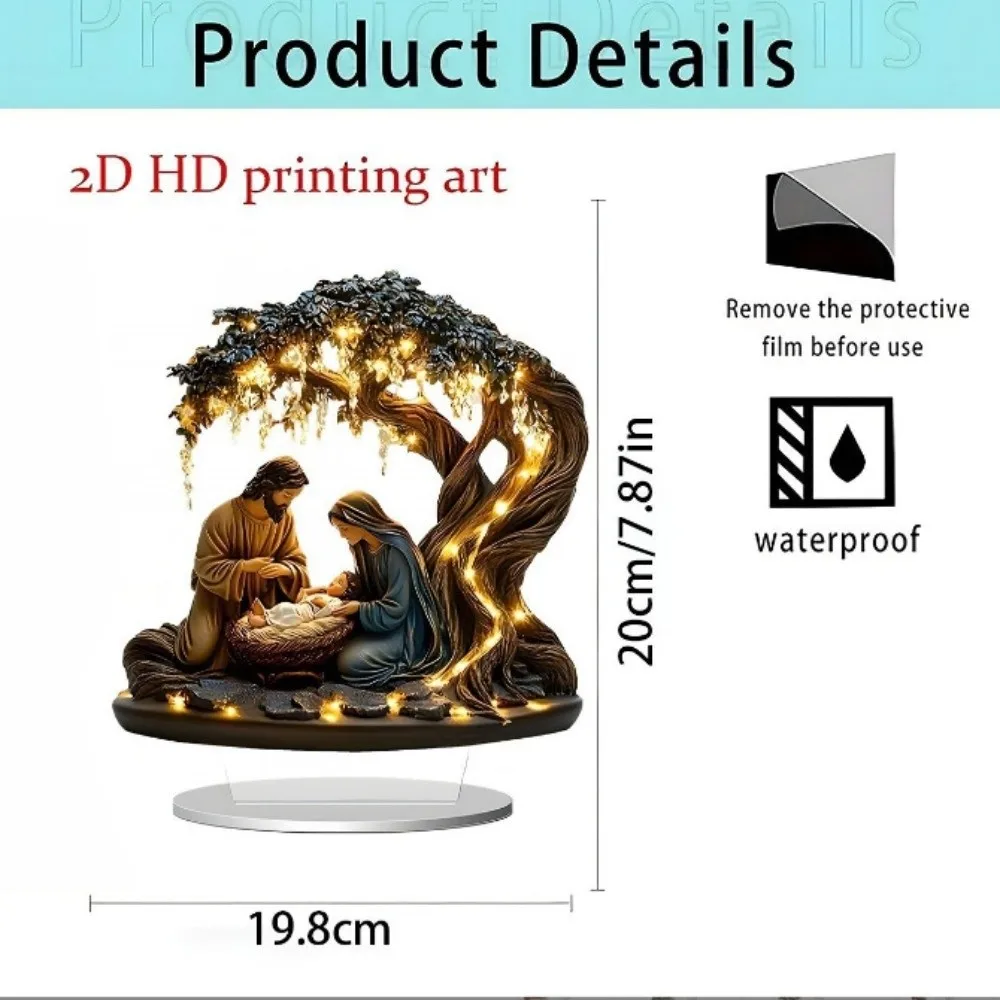 

Glossy Acrylic Acrylic Hanging Crafts Lightweight 2d Flat Holiday Pendants Santa Claus Design Decor Nativity Table Accessory