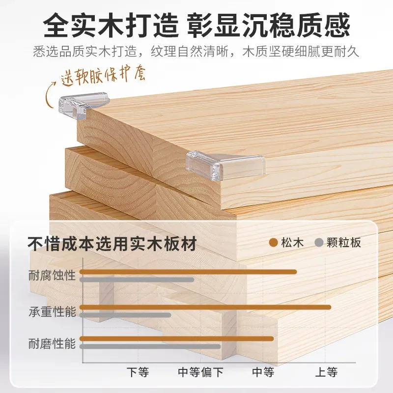 Solid Wood Bedside Cabinet Semi-Enclosed Nightstand Low Storage Locker Bookshelf Floor Shelf Narrow Bookcase for Bedroom